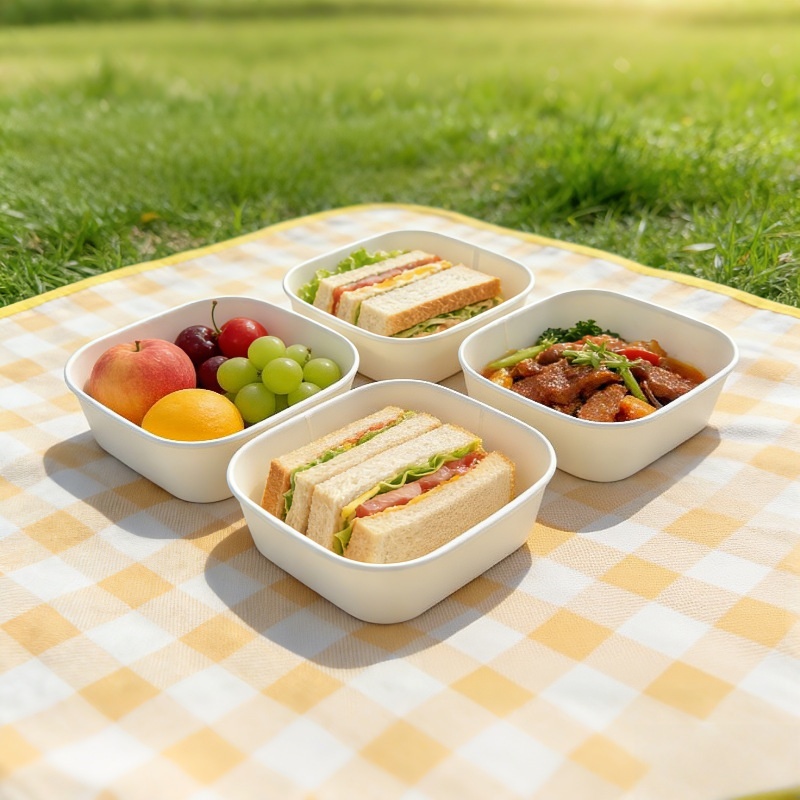 Meal Prep Bowl - White Square Paper Salad Bowl Environmental