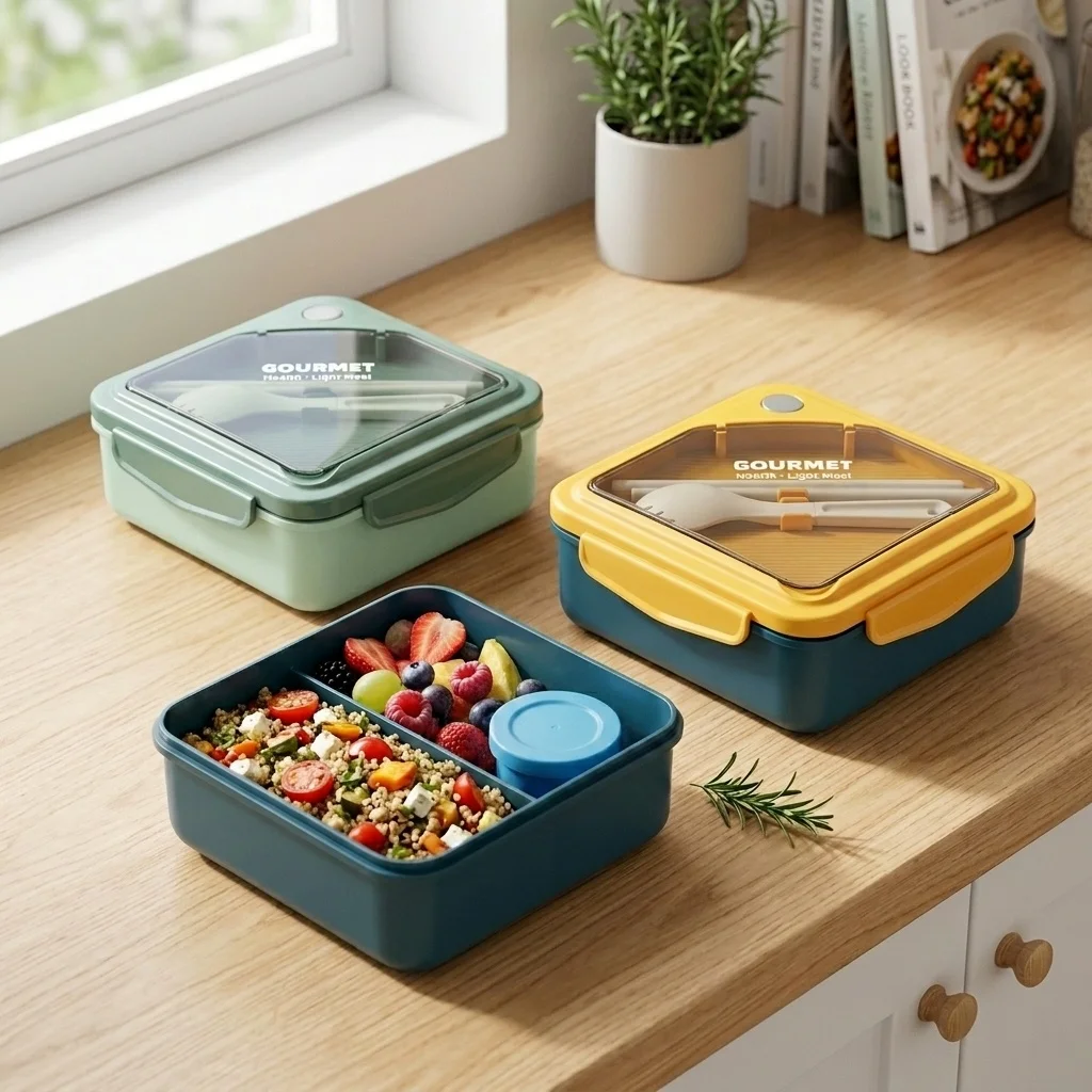 Sealed Plastic Bento Lunch Box - Meal Prep Or Prep Meal ulasan dan harga