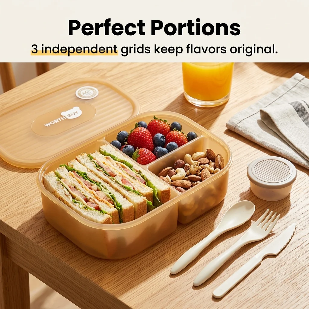 Divided Plastic Bento Box 3 Co - Meal Prep Or Prep Meal ulasan dan harga
