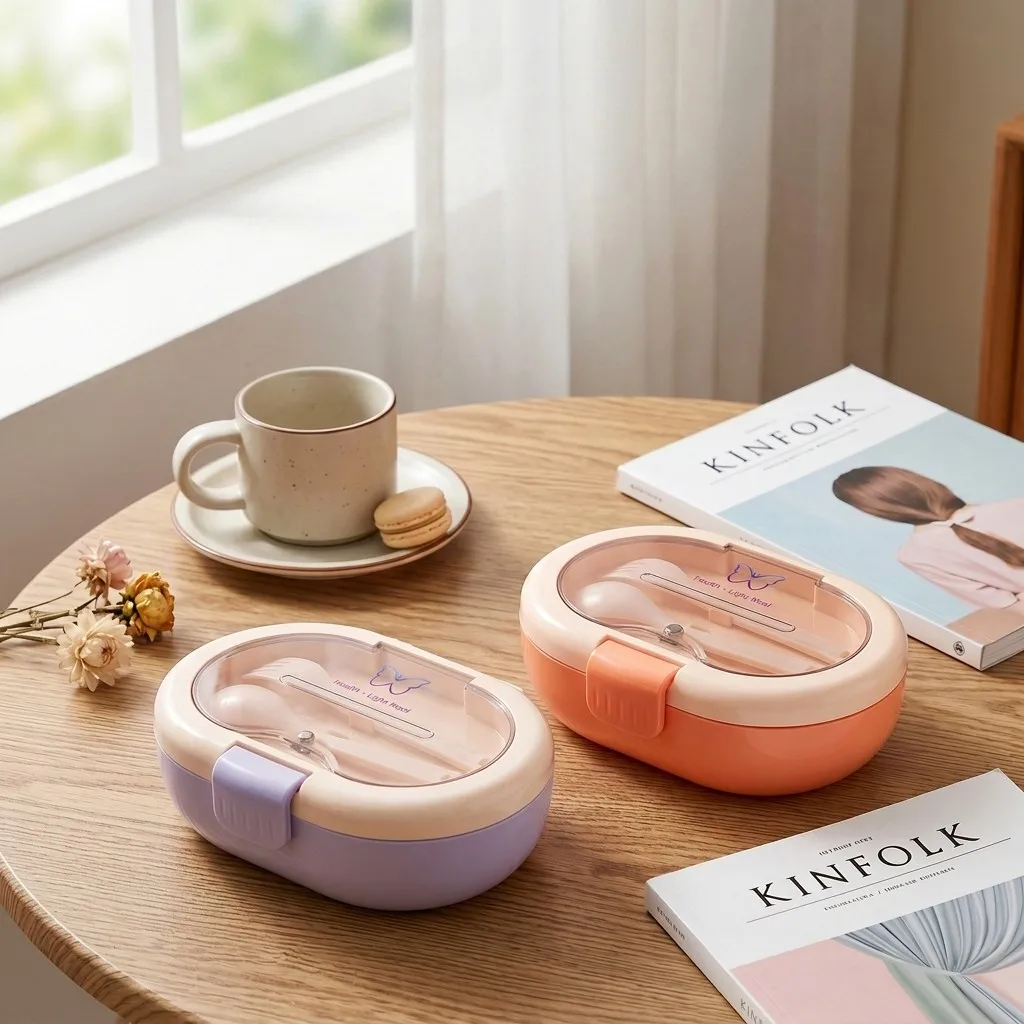 Plastic Bento Box with Cutlery - Meal Prep Or Prep Meal ulasan dan harga